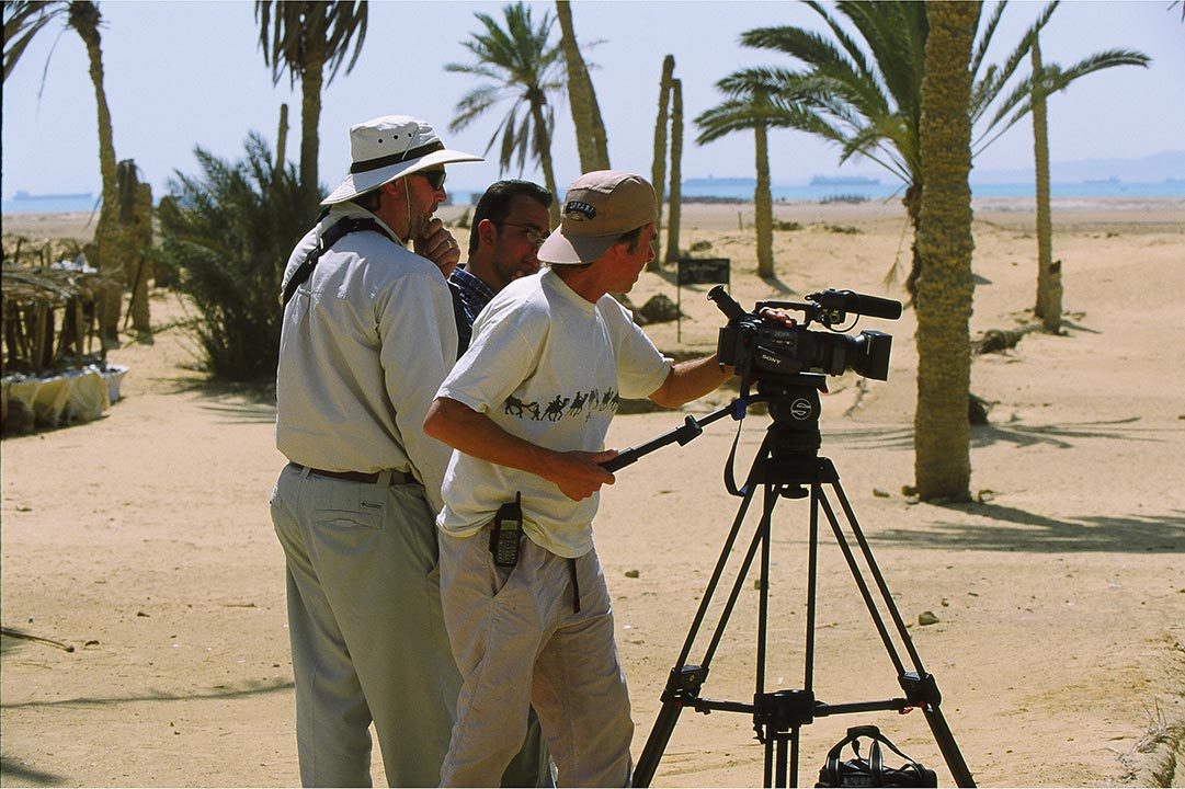 Director Tim Mahoney and his film crew in Egypt
